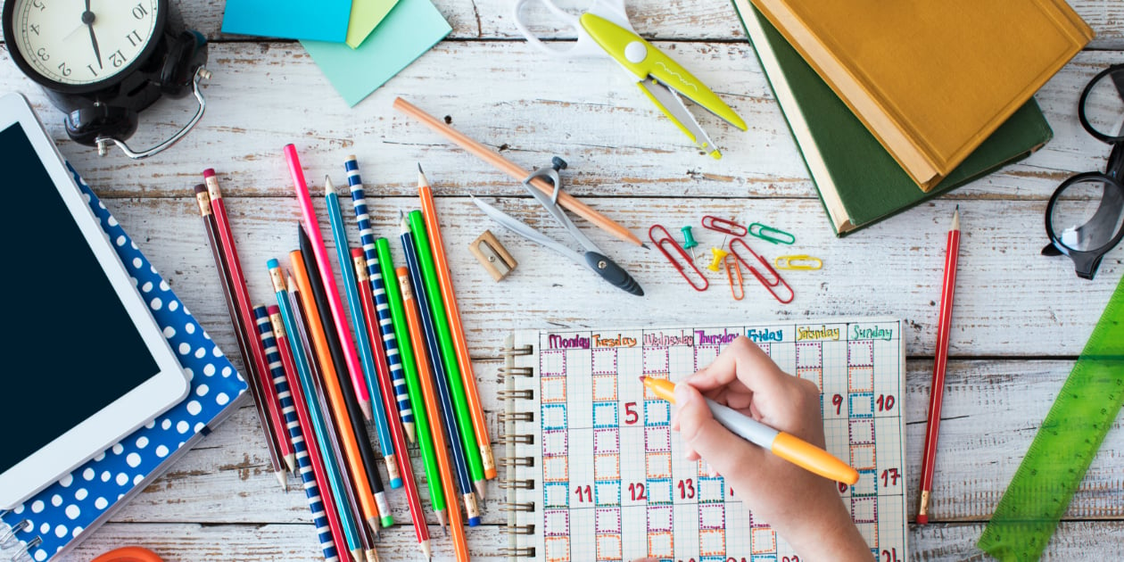 Education or back to school Concept. glasses, pencils, note books