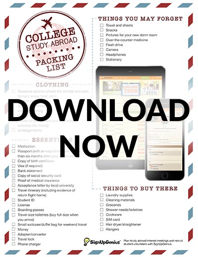 college study abroad packing checklist