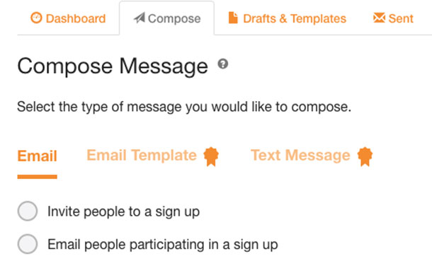 Compose message in signupgenius