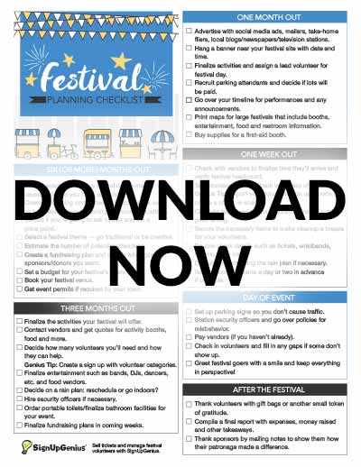 festival planning checklist downloadable printable ideas tips timeline
