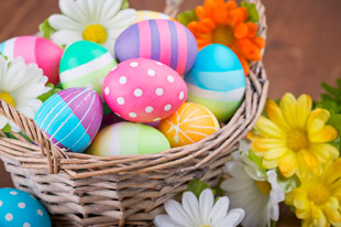 easter eggs in basket