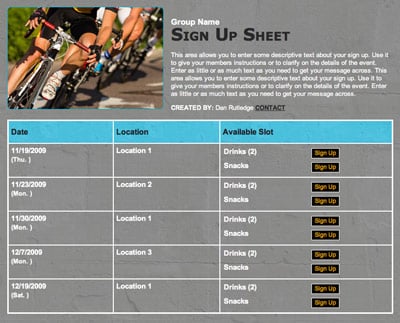 Bike race or triathlon cycling volunteer sign up 