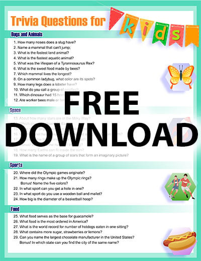 Hundreds of Trivia Questions for Kids – That After School Life