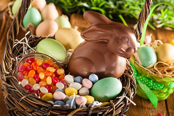 easter basket with treats