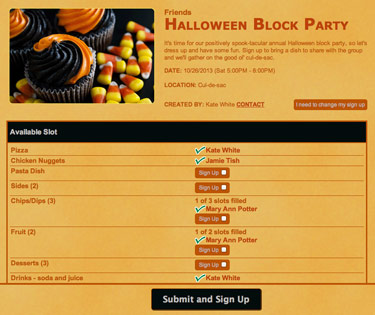 Halloween Sign Up