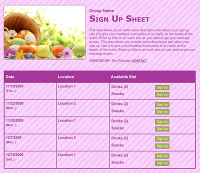 Easter spring classroom party sign up for volunteers 