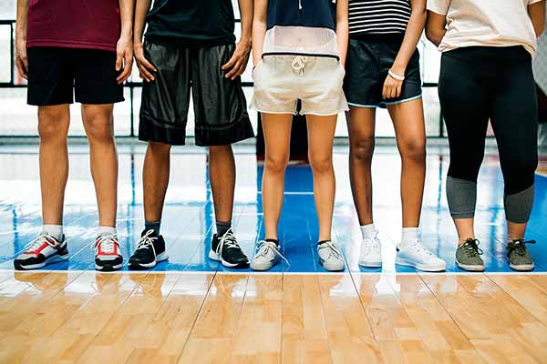 kids standing in gym
