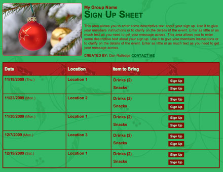 Holiday class school Christmas party volunteer sign up
