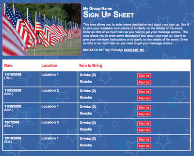 4th Fourth of July celebration volunteer sign up 