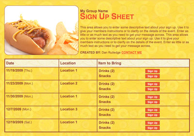 Concession stand volunteer sign up schedule 