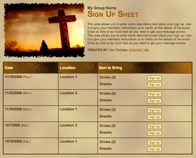 Easter church volunteer bible study sign up form
