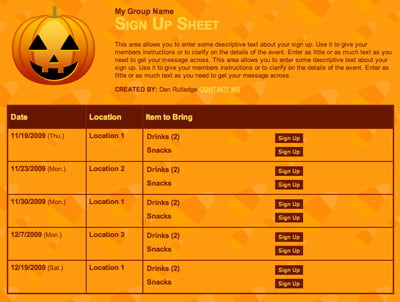 Halloween class classroom party volunteer sign up 