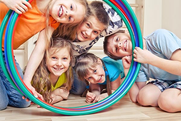 kids playing with hoola hoops