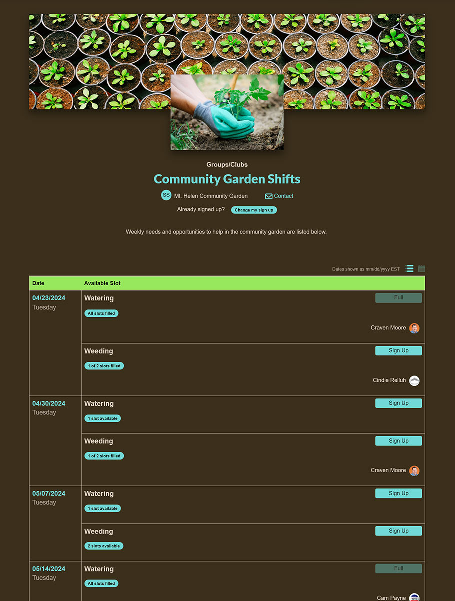 first sign up screenshot