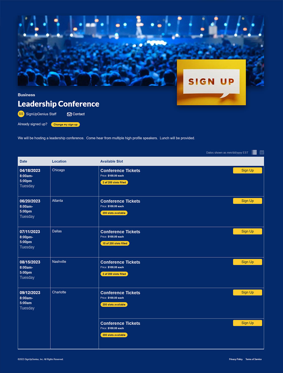 third sign up screenshot