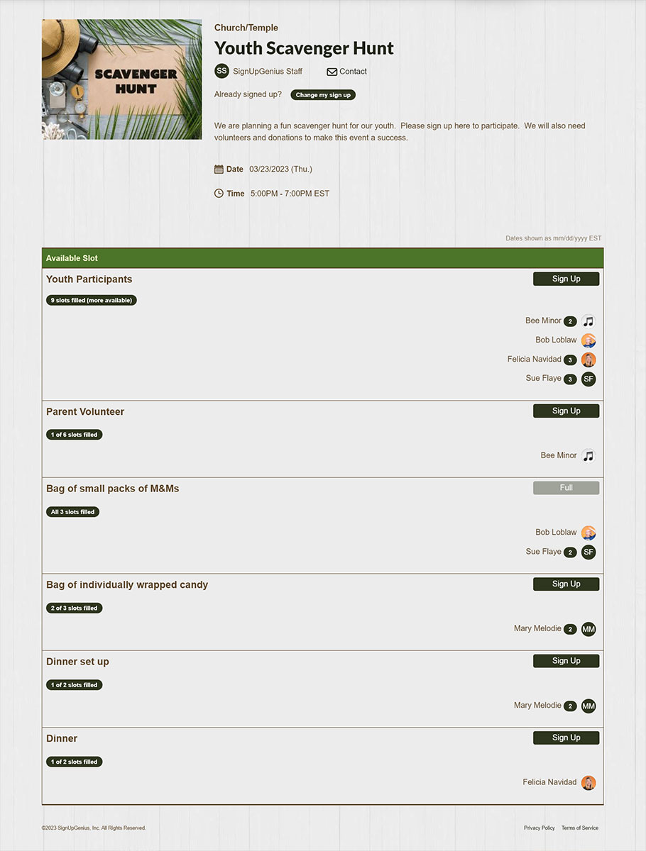 second sign up screenshot