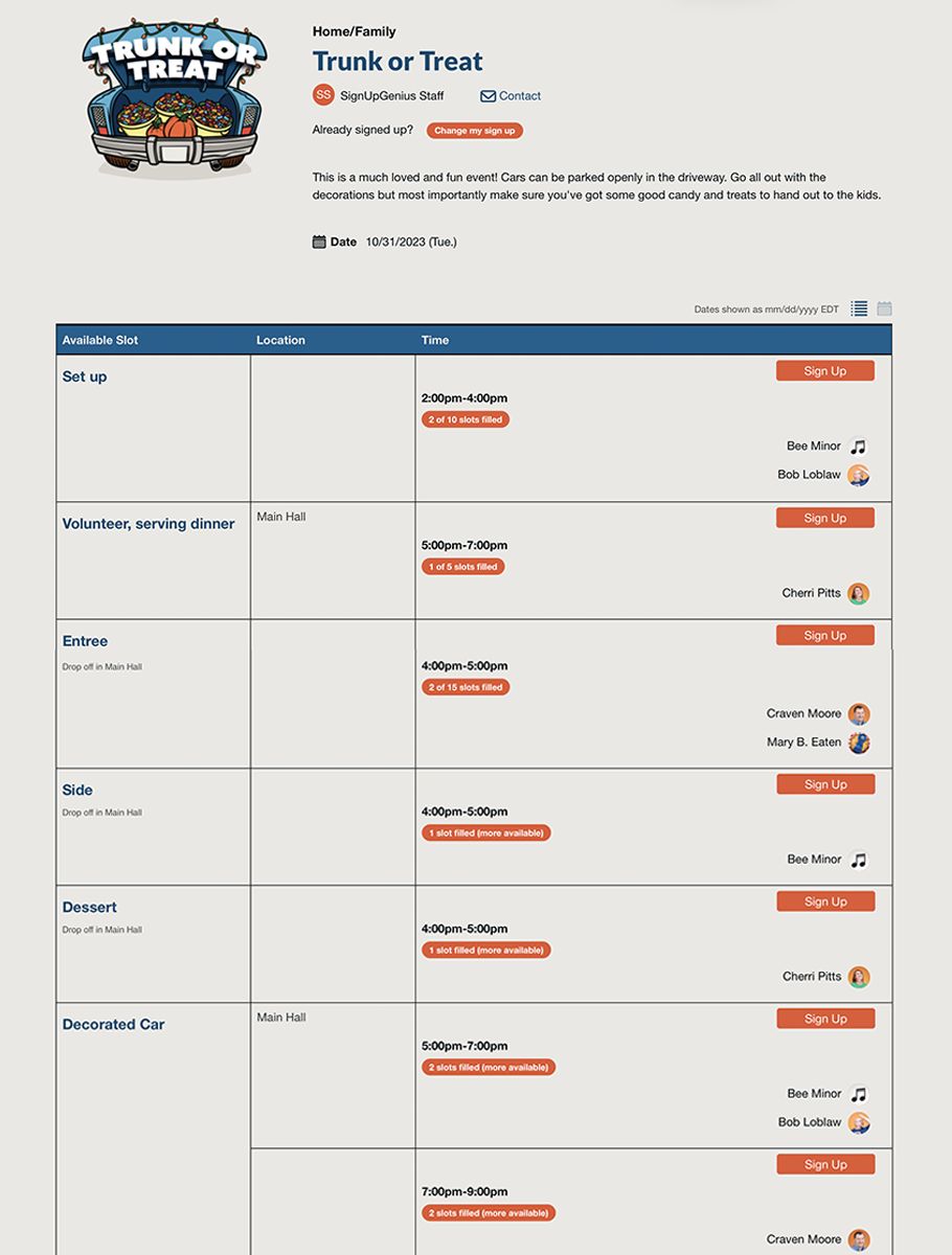Signupgenius free online sign up forms