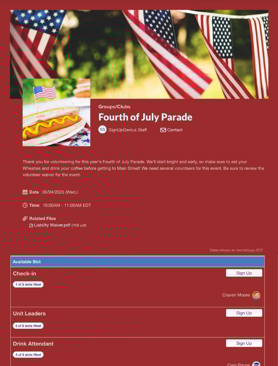 third sign up screenshot
