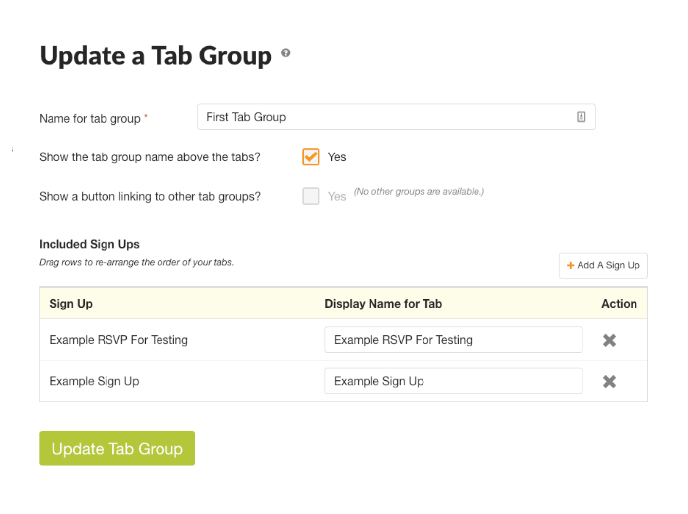 Update a Tab Group