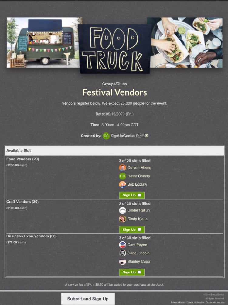 foodtruck sign up