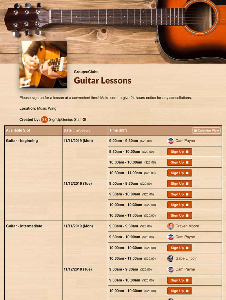 Manage Music Lessons