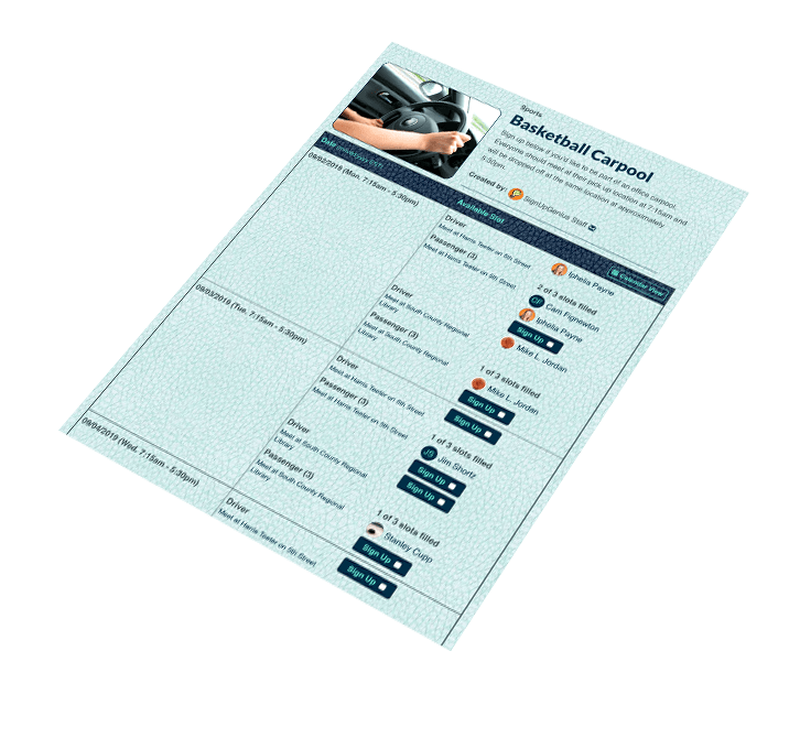 Schedule Team Carpools