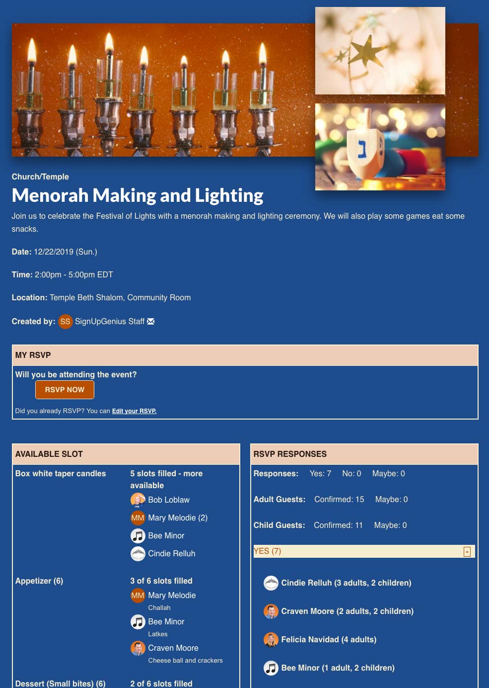 Schedule a Hanukkah Celebration