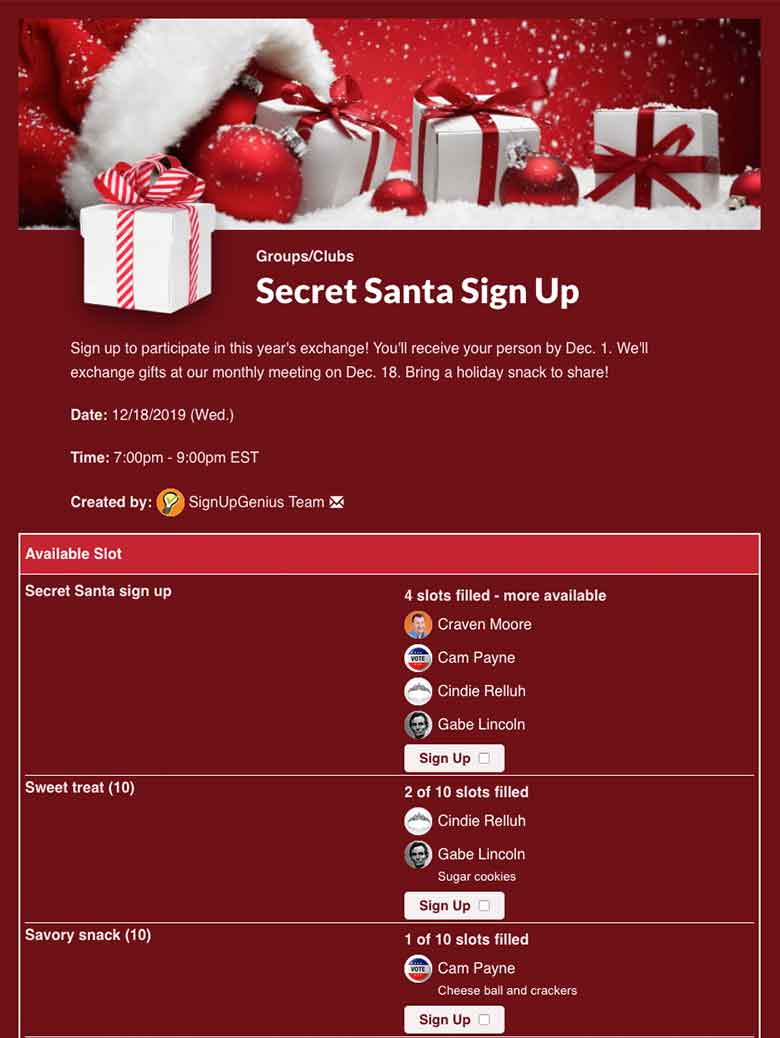 Manage Secret Santa Gifts