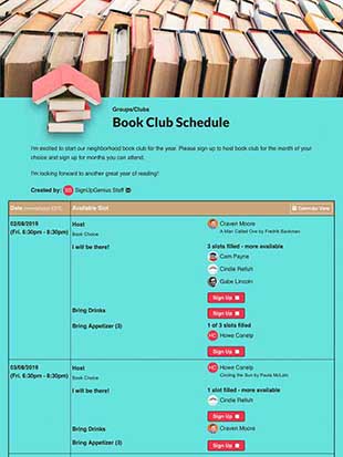 Clubs and Group Sign Up Sheets | Organize Events and Volunteers