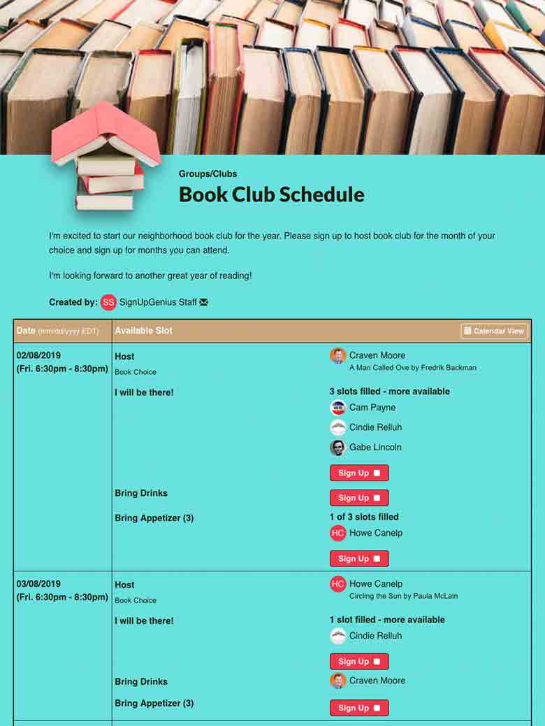 Organize Book Club Meetings