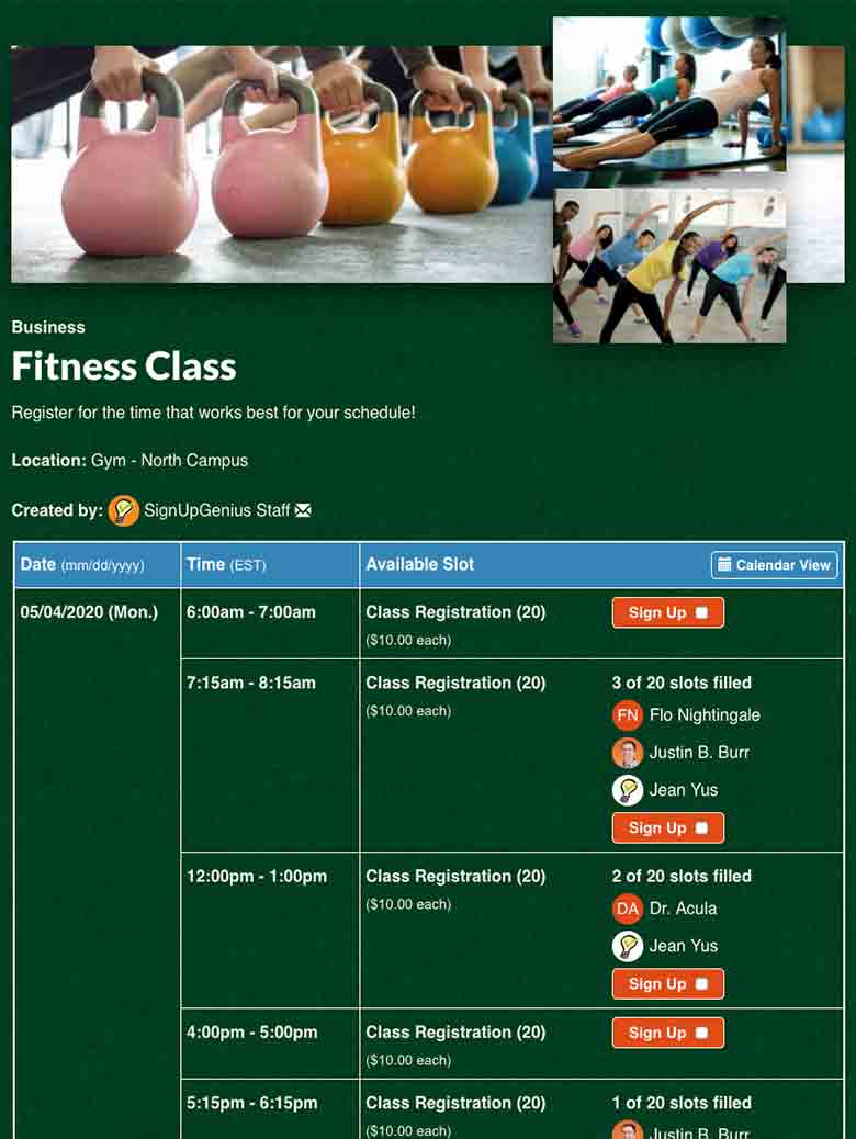 Schedule Group Fitness Classes