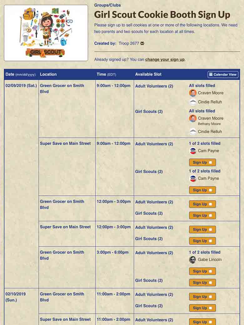 Organize Girl Scout Cookie Booth Sales