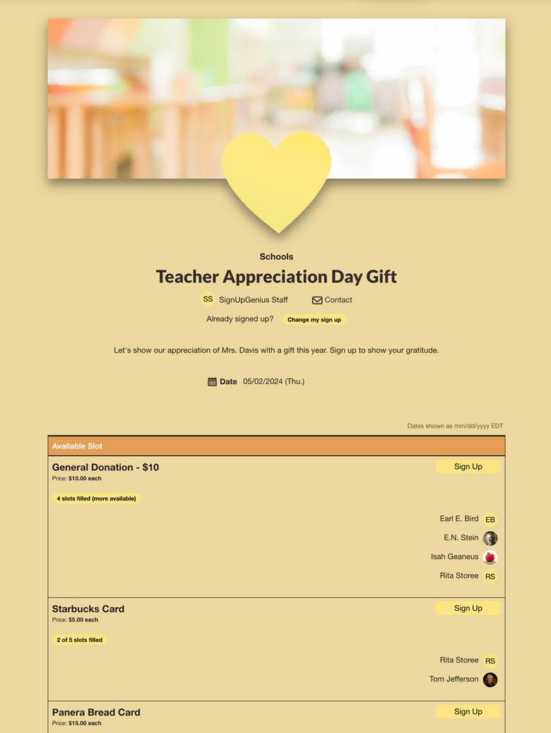 Teacher Gift Donations