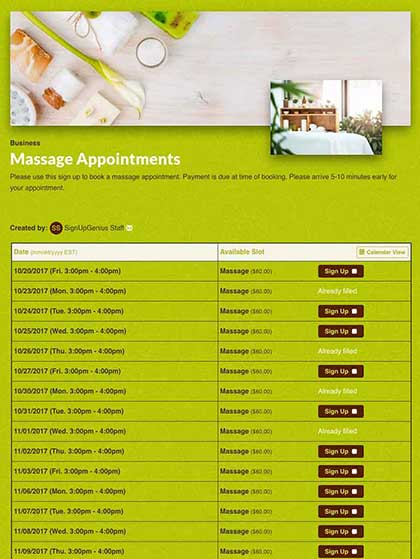 Schedule Massage and Physical Therapy Appointments