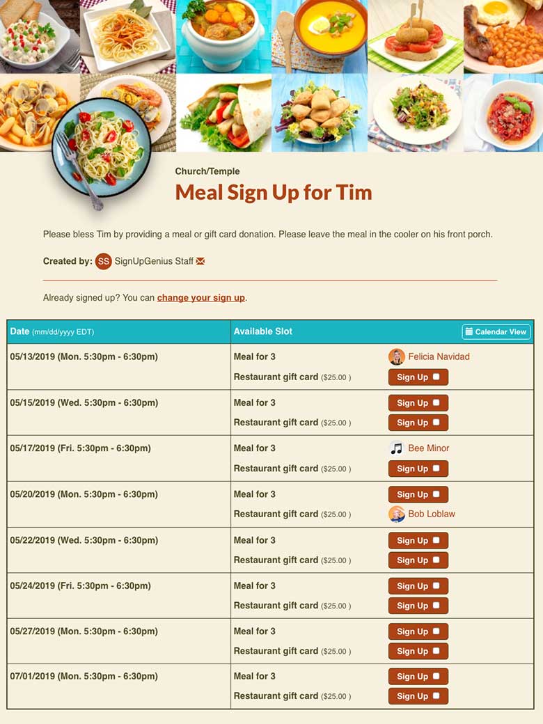 Take Them A Meal  Easily Organize Meal Schedules for Friends