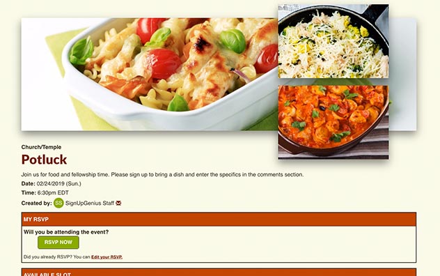 potluck sign up