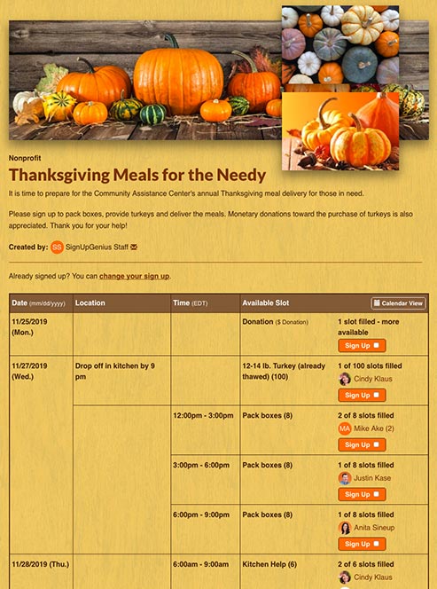Coordinate a Thanksgiving Service Project