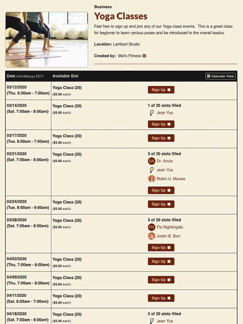 Schedule Yoga Classes
