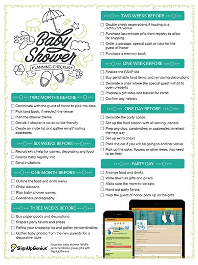 Baby Shower Planning Checklist