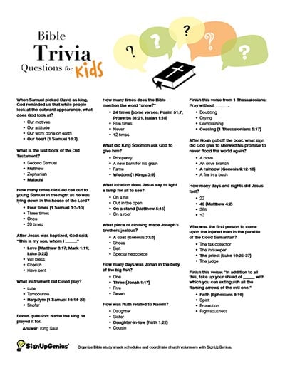 Bible Trivia Questions for Kids