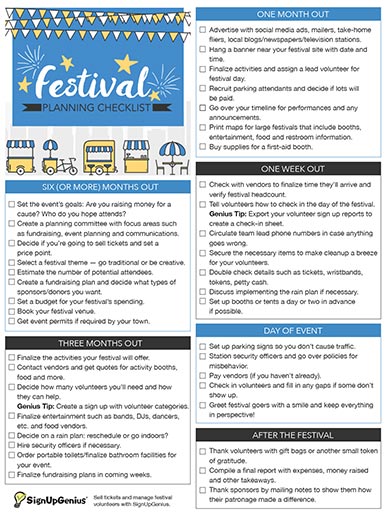 Festival Planning Checklist