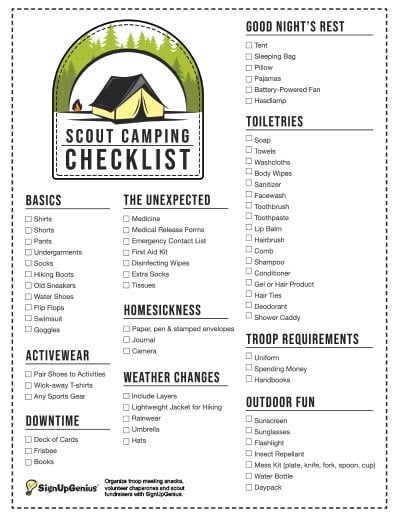 Scouts Camping Checklist
