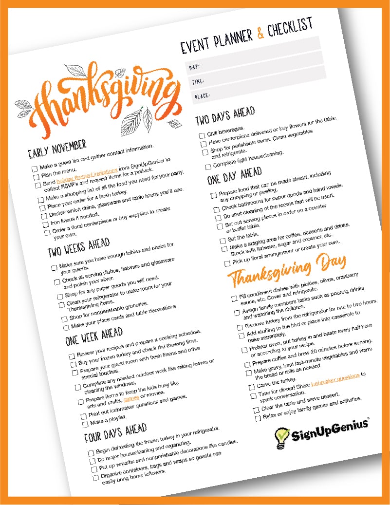 Thanksgiving Checklist