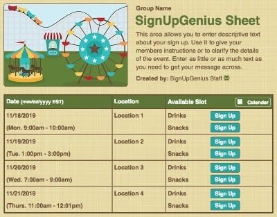 carnival festival concessions raffles ferris wheel fair rides sign up form