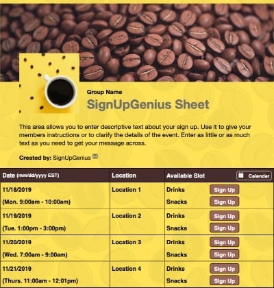 coffee beans roaster coffeehouse sign up form