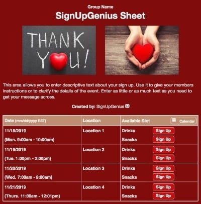 thanks loves hearts gratitude appreciation teacher red sign up form