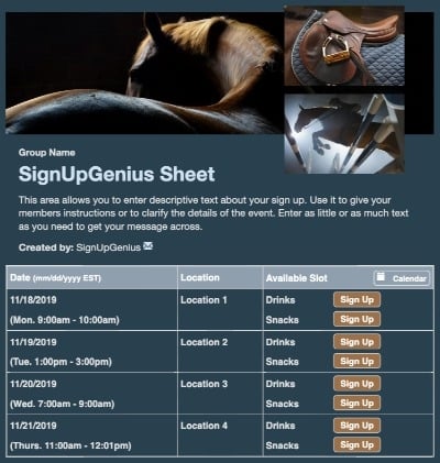 equestrian horses horseback riding rodeos saddle blue sign up form