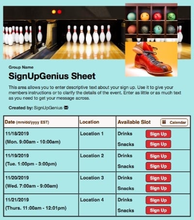 bowling alley pins games blue sign up form