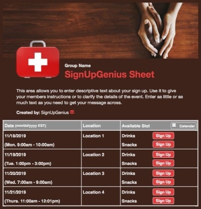 emergency relief disaster help first aid assistance brown sign up form