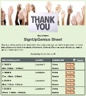 Volunteer Appreciation sign up sheet